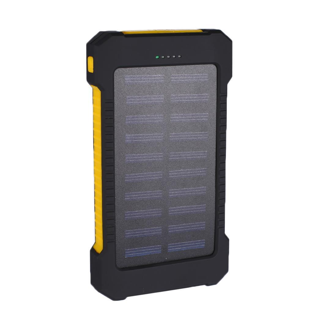 30000mAh Outdoor Solar Portable 2 USB Power Bank Powerbank Hanger Compass DustStop External Battery For Xiaomi MI iPhone Samsung: yellow
