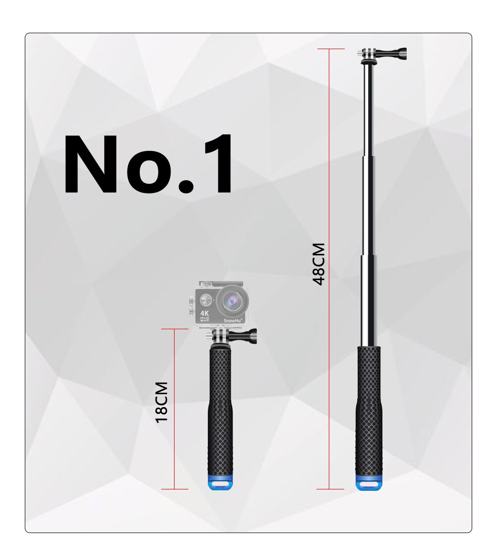 Snowhu action kamera selfie stick vandtæt 3- vejs greb stativ teleskopisk udtrækbar stang håndholdt kamera stativ selfie stick: Nr . 1 selfie stick