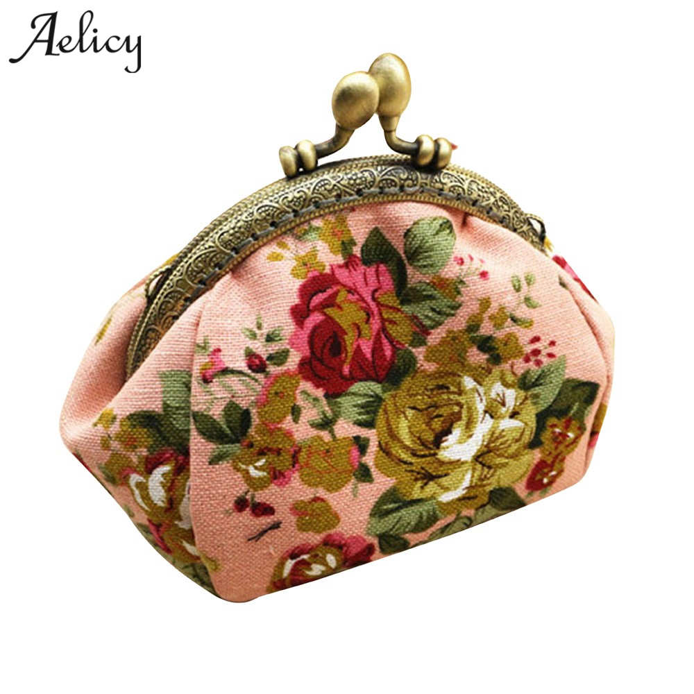 Aelicy Vrouwen Portefeuilles Luxe Portefeuilles Portemonnee En Handtassen Canvas Retro Bloemen Kleine Verandering Portemonnee Koppelingen Tas