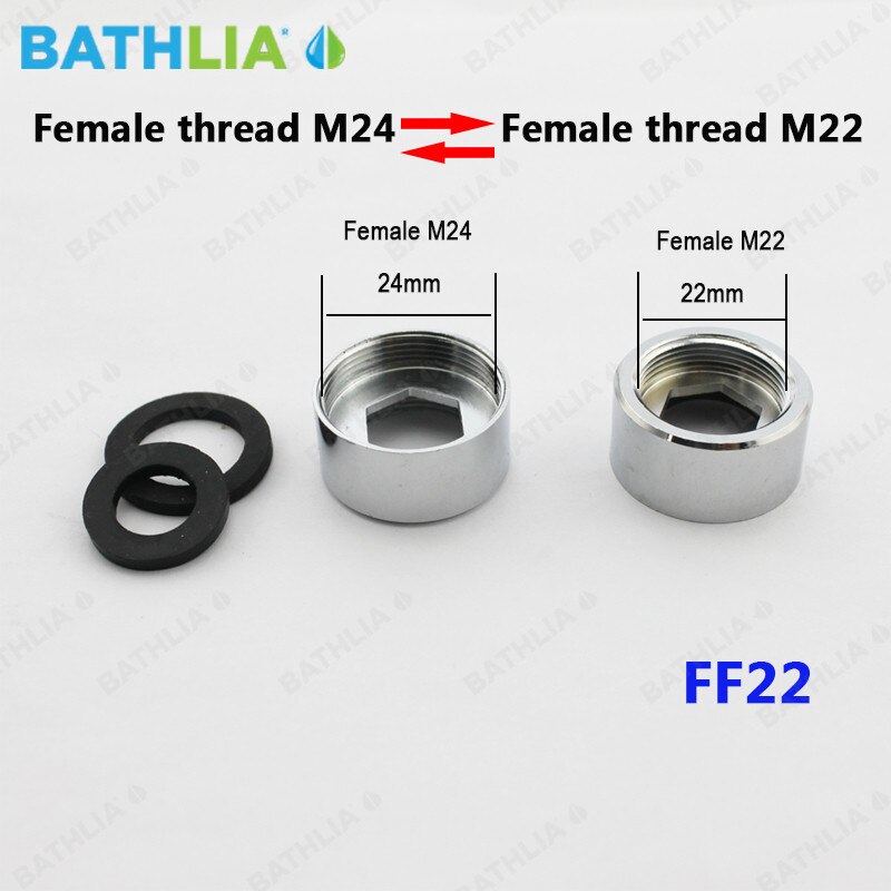 Messing vandhaner belufter adapter kvindelige blandestik  m18,m20,m22,g1/2 hurtig havearator adapter: Femalem 24- hun  m22