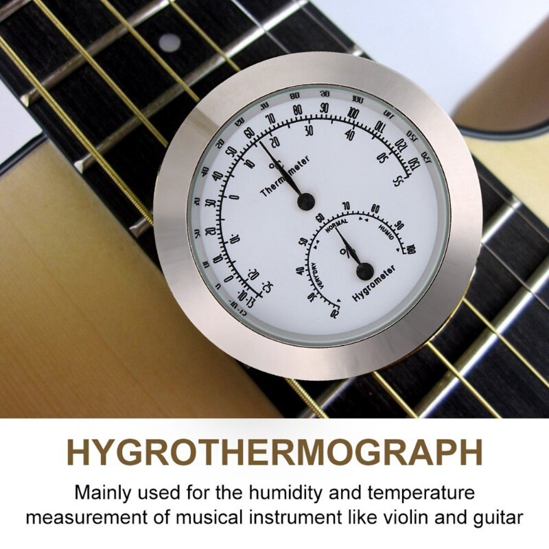 Vochtigheid Temperatuur Meter Voor Viool Gitaar Instrument Care, Ronde Thermometer Hygrometer