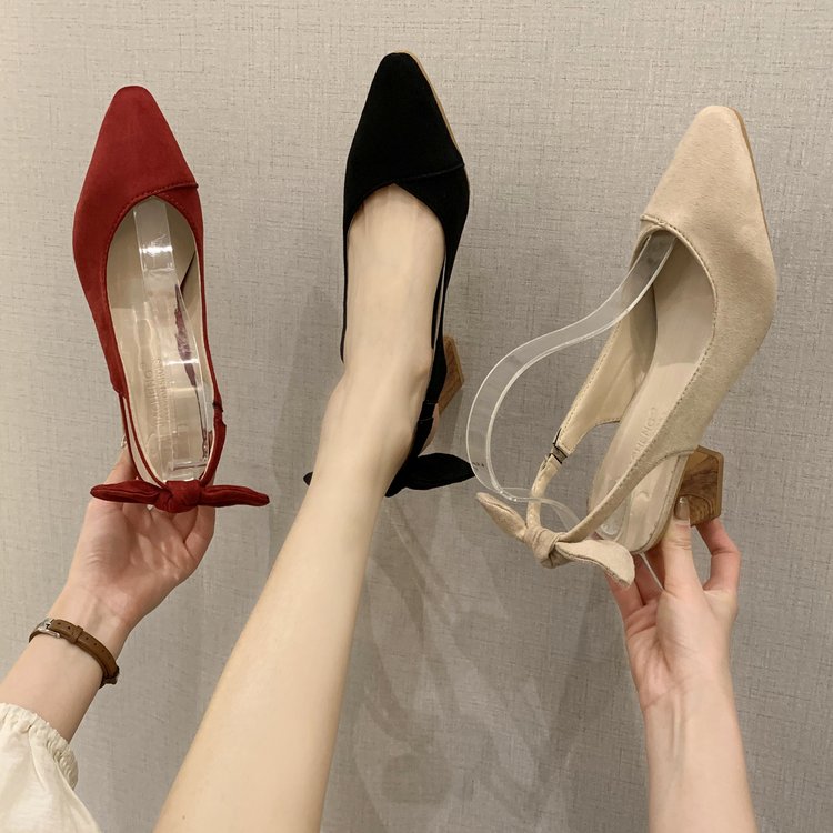 EAGSITY Summer square heel Sandals women slingback pointed toe casual party wedding high heel shoes