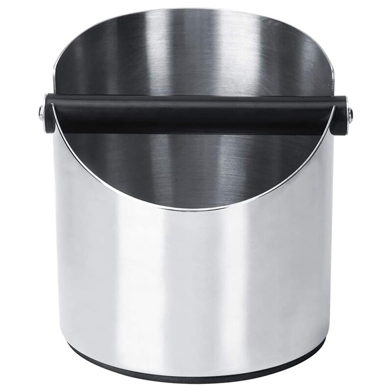 1L Stainless Steel Coffee Knock Box Anti Slip Coffee Grind Dump Bin Waste Bin with Detachable Knock Bar for Barista