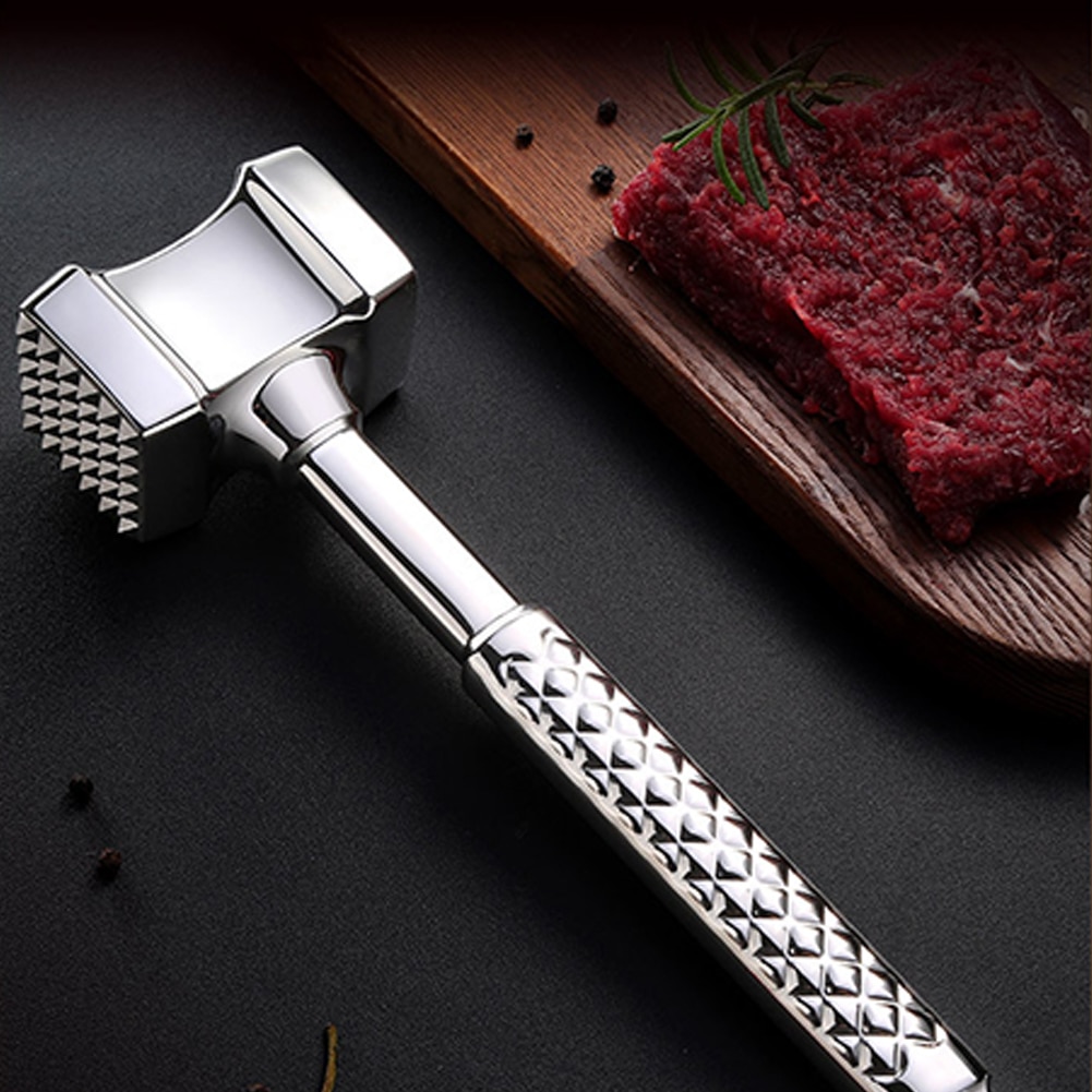 Double-sided Meat Hammer Meat Tenderizer Mallet Brass Knuckle Kitchen Tool Beef Pork Steak Tenderizer with Anti-slipped Handle