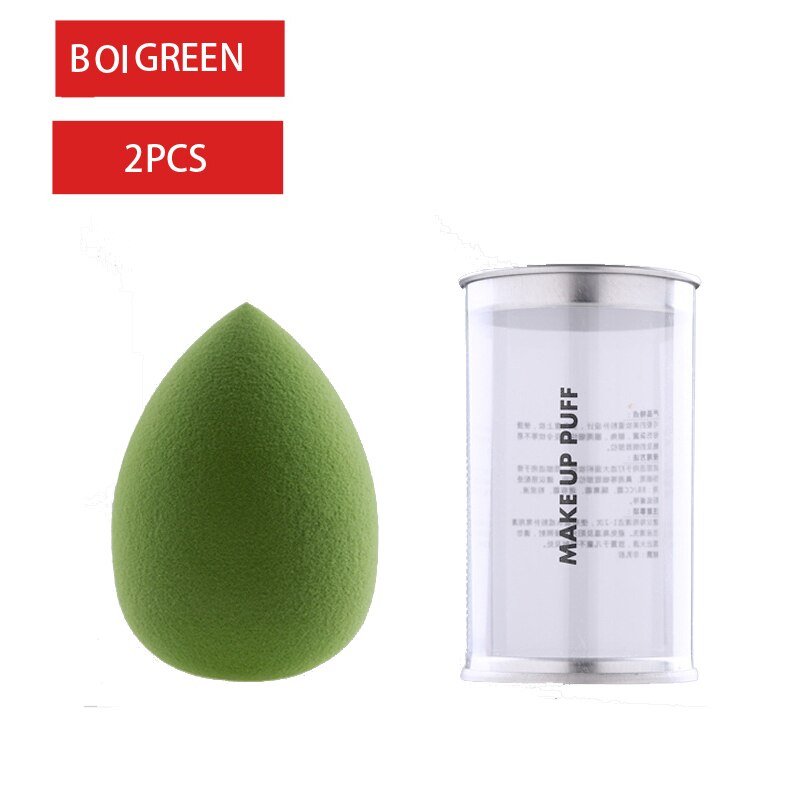 Coussin en forme de gourde, en forme de goutte d'oeuf, éponge, coussin de maquillage en forme d'oeuf, en boîte: B01 GREEN 2PCS