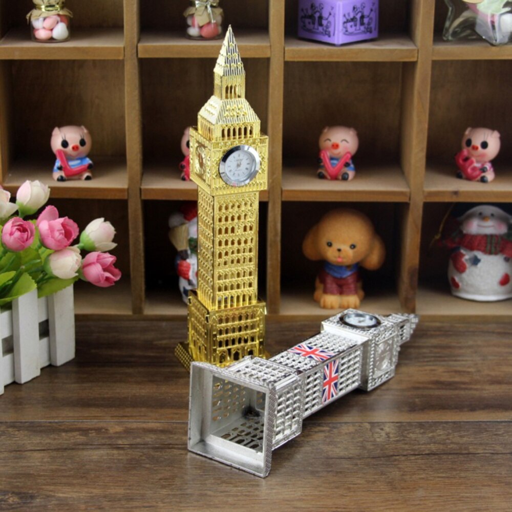 1pc retro brittiska london big ben klocka heminredning metall prydnad hantverk miniatyrer (slumpmässig färg)