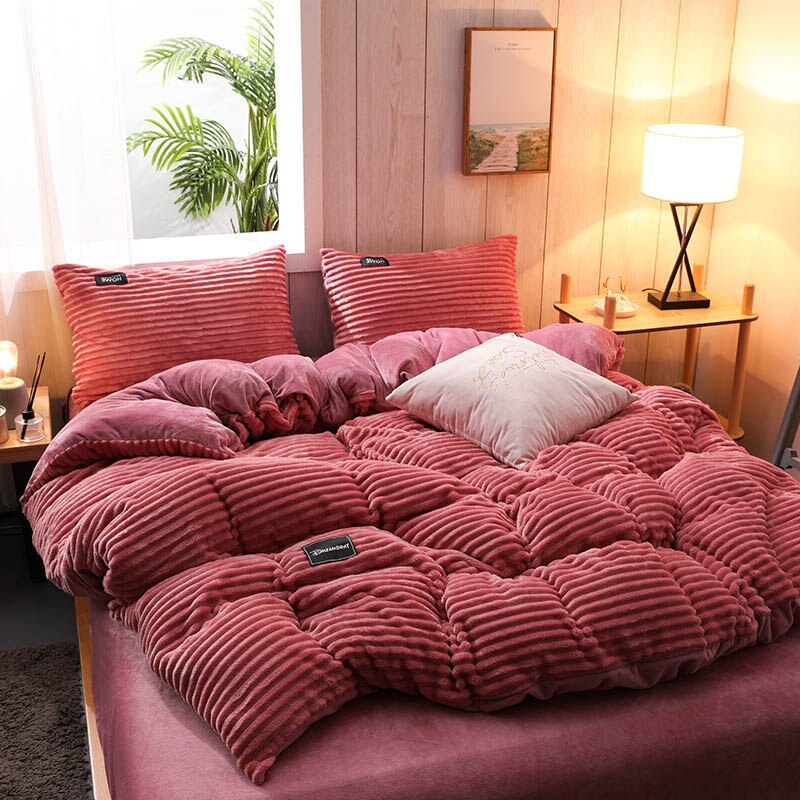 1 st flanell påslakan mjuk magisk fleece varm påslakan queen king size täcke fodral överkast sängkläder sängfilt