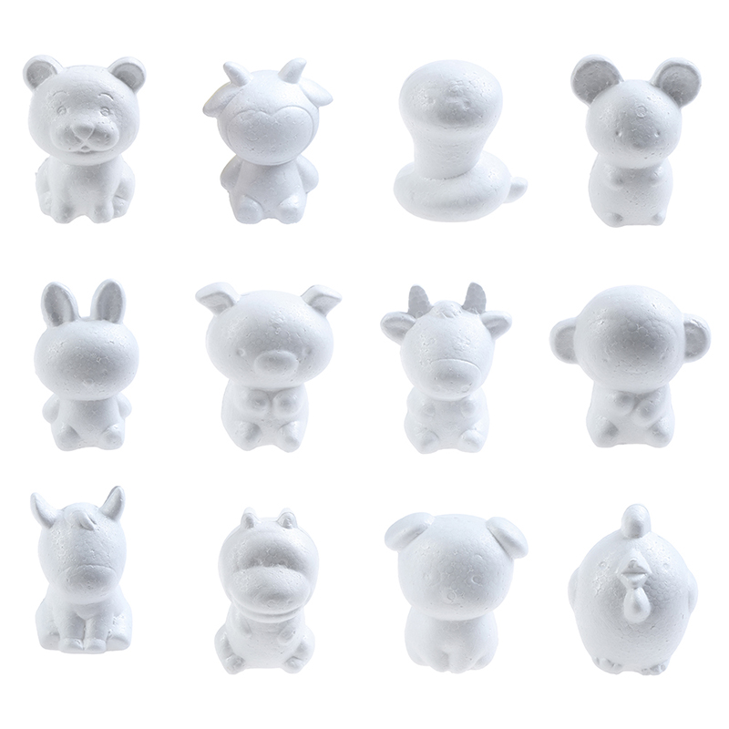 12cm signes du zodiaque Rat enfants artisanat jouets mousse animaux modélisation polystyrène styromousse poupée bricolage modélisation polystyrène styromousse