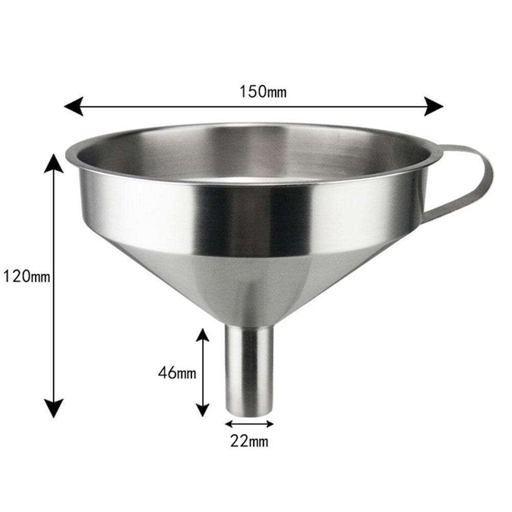 11/13/15cm med håndtag 304 køkkenragt i rustfrit stål aftageligt filter filter madlavningsolie / vinoverførende væske: 15cm