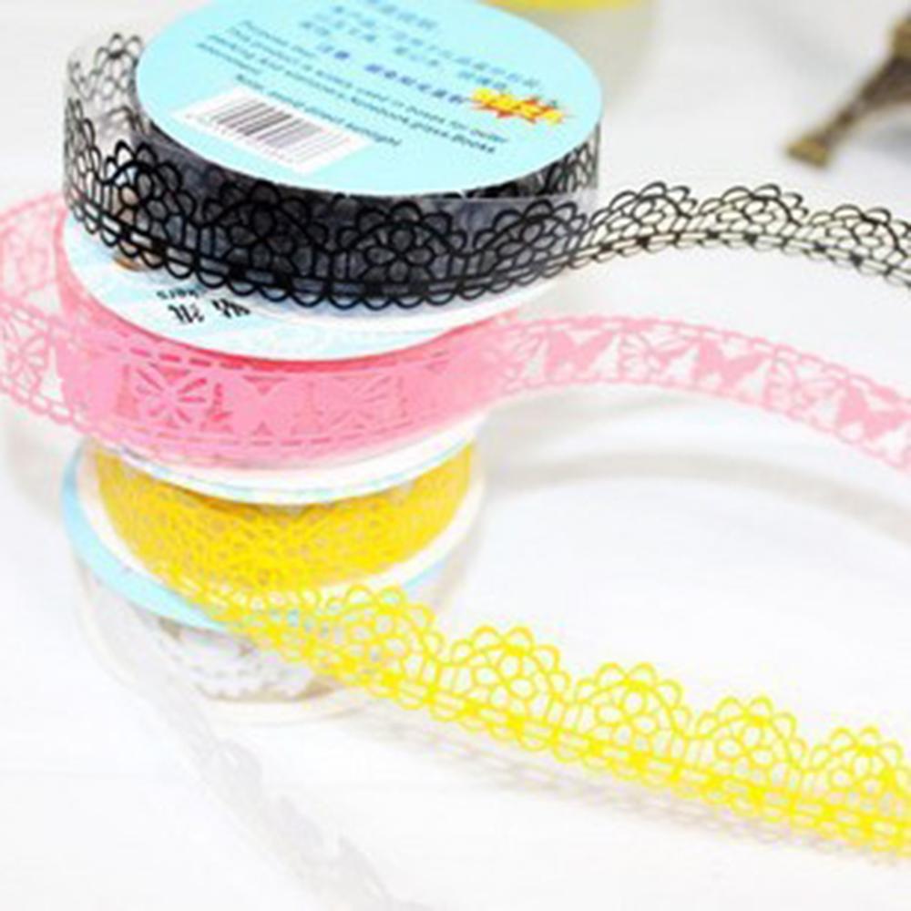 Lace Flower Masking Tape Paper Ribbon Lace Roll Scrapbooking Self Adhesive Sticker DIY Album Decorative