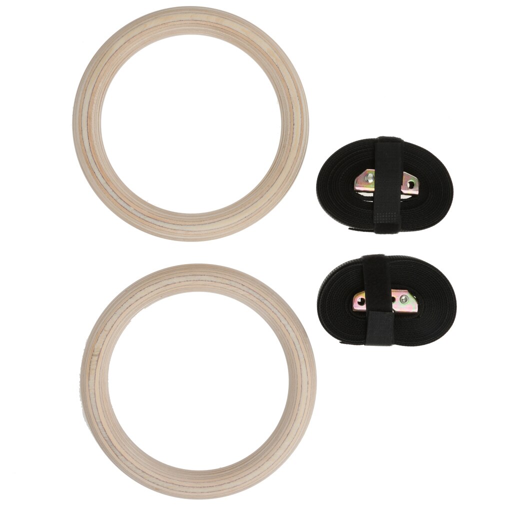 Wooden Olympic Gymnastic Rings Gym Sports Exercise Ring Max 400kg