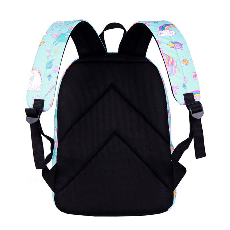 Moda nova unicórnio impressão mochila repelente de água pacote isolamento 3 pc/set mochila lazer viagem grande capacidade saco estudante