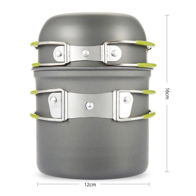 Outdoor Fornuis Set 1-2 Mensen Camping Kachel Set Pot Combinatie Draagbare Picknick Fornuis Servies