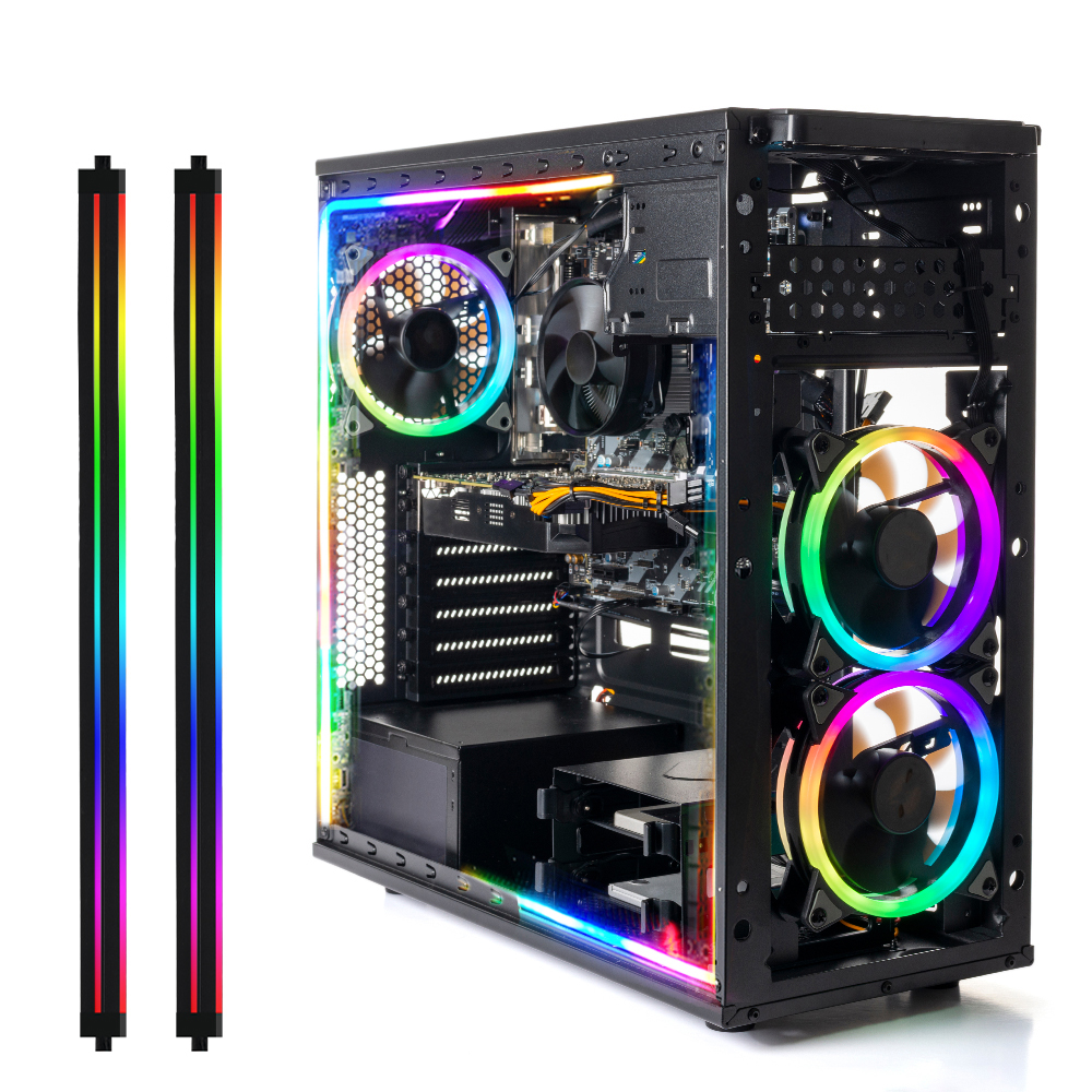 2 stk 50cm ledet neonlyssett til pc msi aura synkronisere aorus asus på datamaskinens hovedkort  ws2812b 60 ledet ledet stripelys  dc5v dc12v