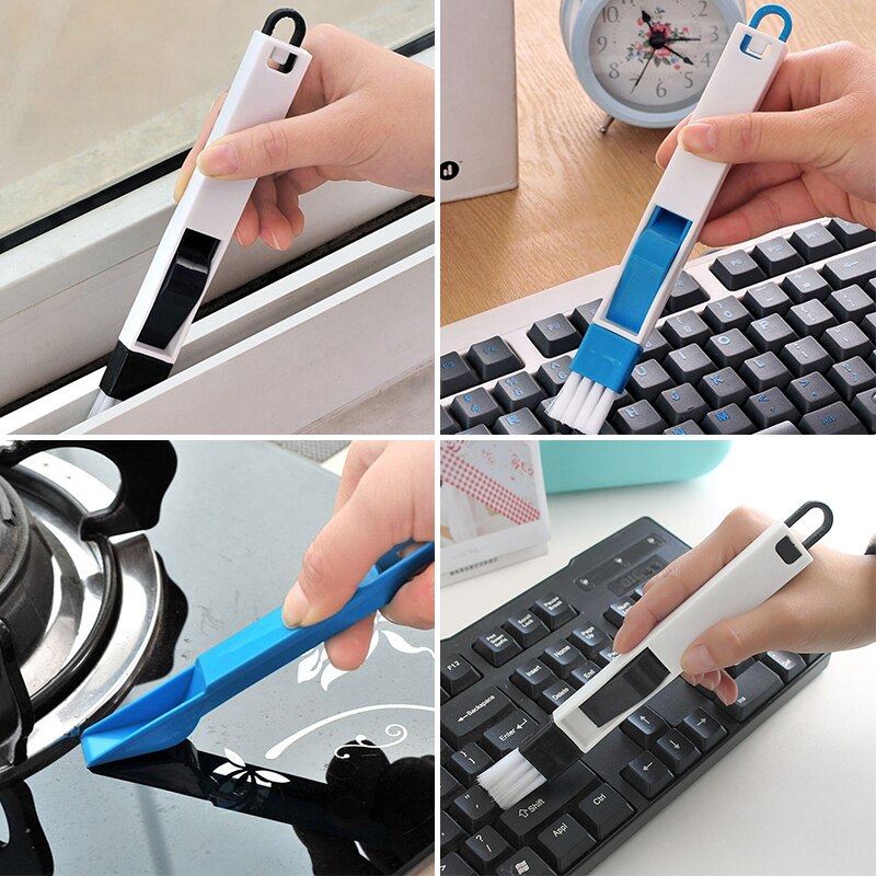 Brocha de limpieza pequeña, cepillo recogedor para el hogar, ventilación para puerta corredera, Herramientas de limpieza para teclado, cepillo de limpieza multifuncional
