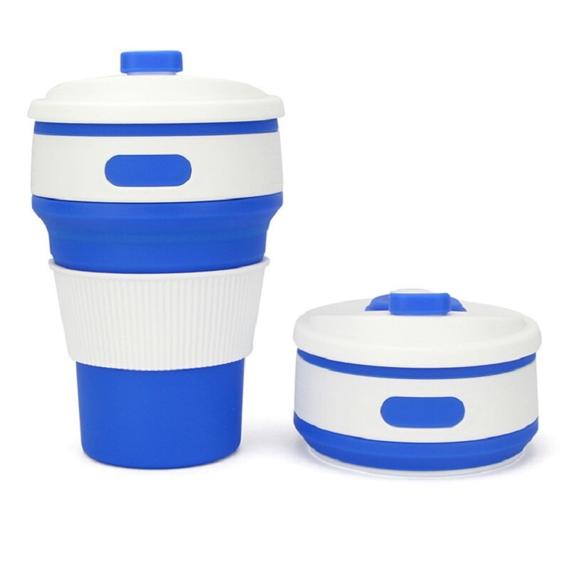 Portable Coffee Cup Mugs Travel Collapsible Silicone Cup Folding Water Cups BPA FREE Food Grade Drinking Ware Mug Tea Cups: Blue
