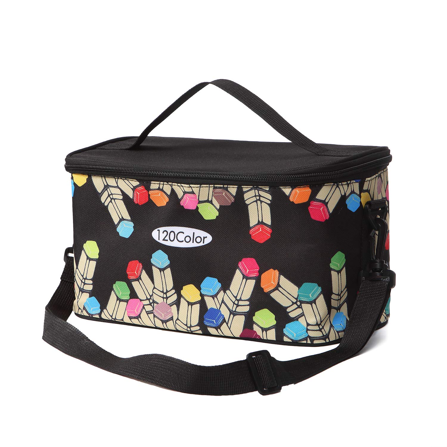TOUCHFIVE Marker Pen Case Holder Large Capacity School Bag 120 Markers Organizer Multifunctional Zipper Storage Carrying Bag