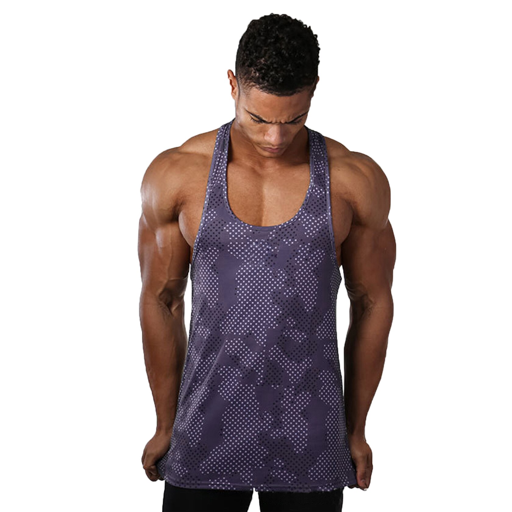 Gimnasio hombres sin mangas camiseta Tank Top camisas estampado de de algodón de culturismo Fitness entrenamiento chaleco camiseta interior Fitness