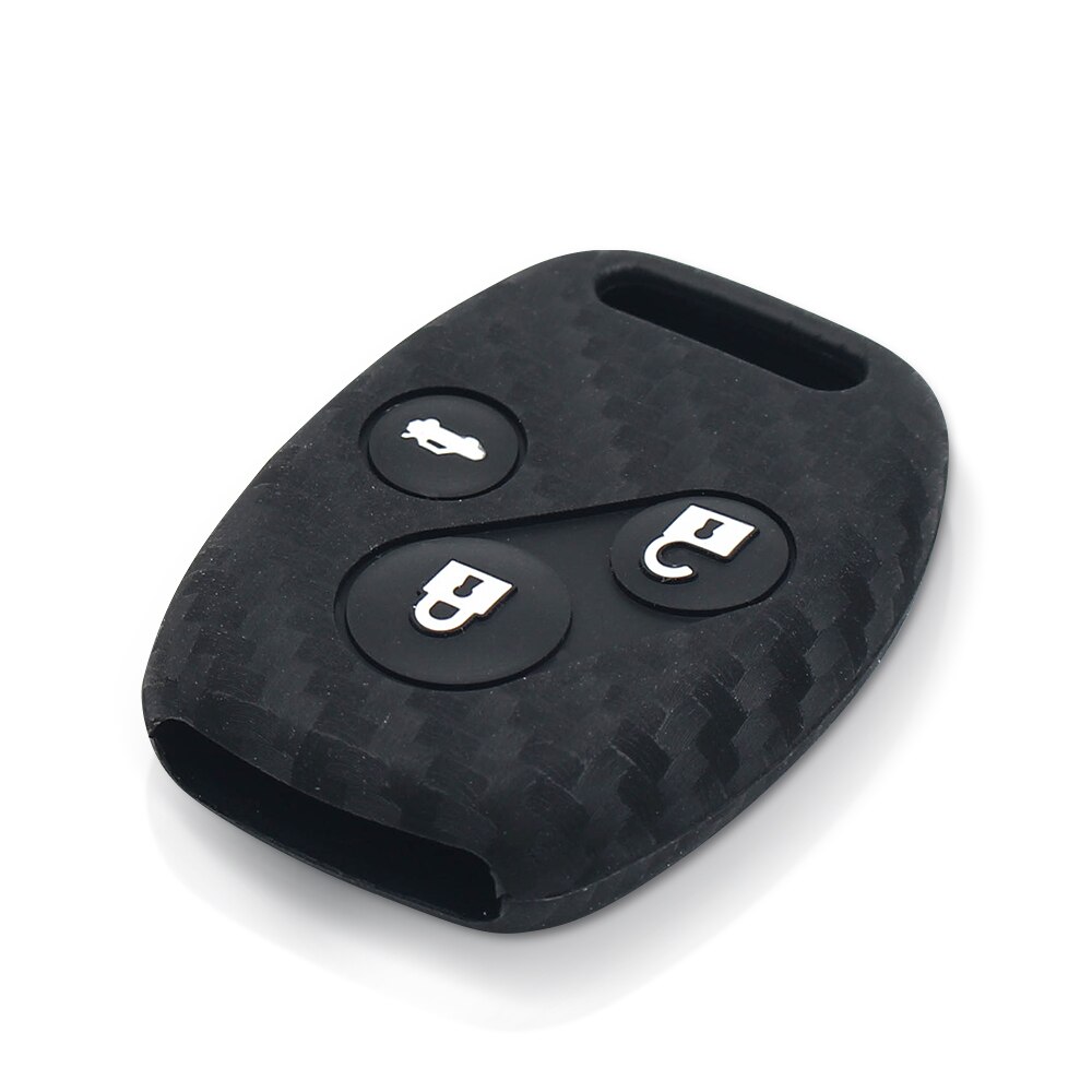KEYYOU-funda de silicona para llave de coche, accesorio de 3 botones para HONDA Accord Civic CRV Pilot, de fibra de carbono, compatible con 2007, , , , , ,