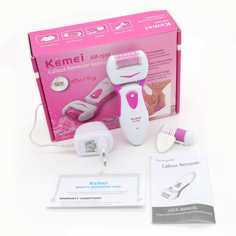 Kemei-Lima eléctrica para pies Dispositivo de eliminación de piel muerta dura, exfoliante para pie, removedor de talón, herramientas de cuidado de pedicura: with box