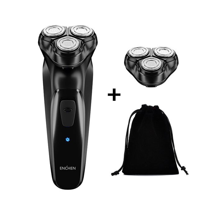 Rasoir électrique Enchen rasoir homme 3 lames lavable type-c tondeuse à barbe Rechargeable machine de découpe rasoir électrique Portable: Black set2