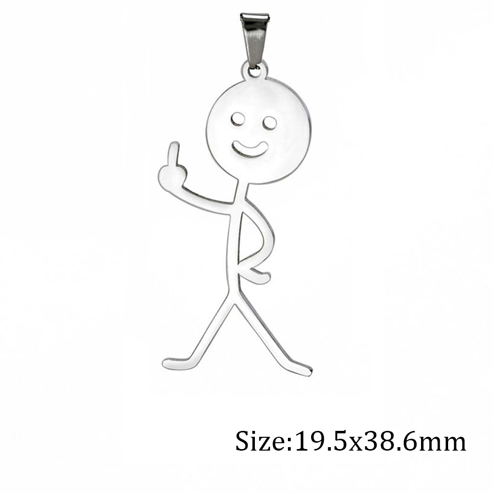 5pcs Funny Middle Finger Stickman Charms For Jewelry Making Stainless Steel Pendants Necklace Keychain Diy Accessories: VIOLET
