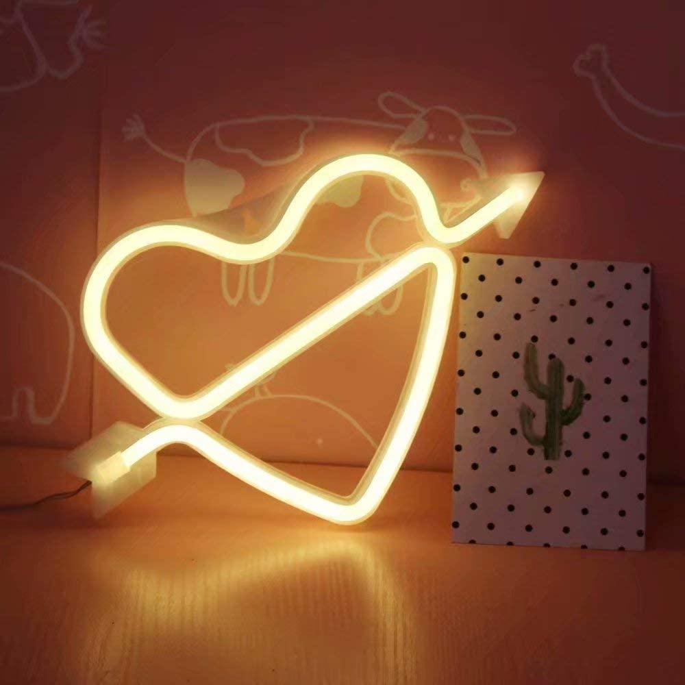 Cupido 'S Boog Vorm Neon Licht Romantische Led Heart Night Lampen Batterij/Usb Operated Neon Borden Voor Bruiloft Kerst room Decoratio