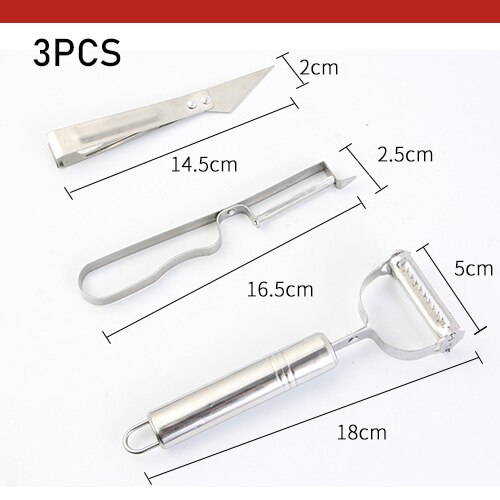 Stainless Steel Potato Cucumber Carrot Grater Julienne Peeler Vegetables Fruit Peeler Double Planing Grater Tools: 3PCS
