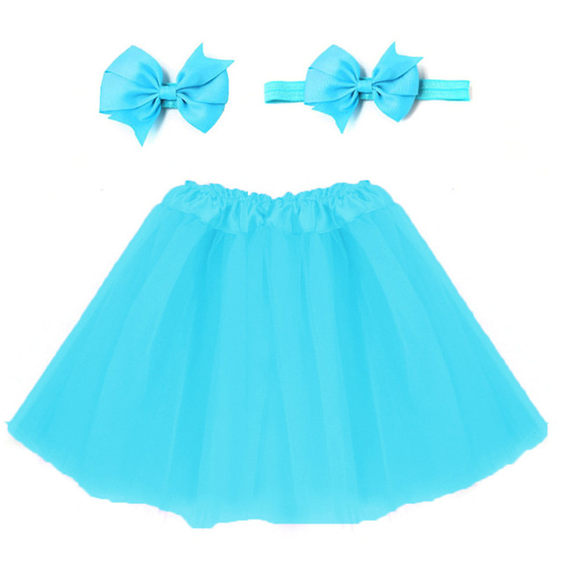 Jupe Tutu en Tulle 6 couleurs 3 pièces/ensemble | Ensemble jupe d'été Tutu avec bandeau, jupe d'été pour filles, accessoires de photographie pour -né, d'anniversaire pour bébé: Blue