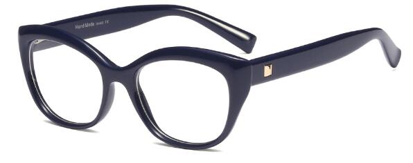 Gafas ópticas sexys para mujer, de femeninos de anteojos de sol, montura transparente estilo cateye, tonos rojos: C6 blue clear
