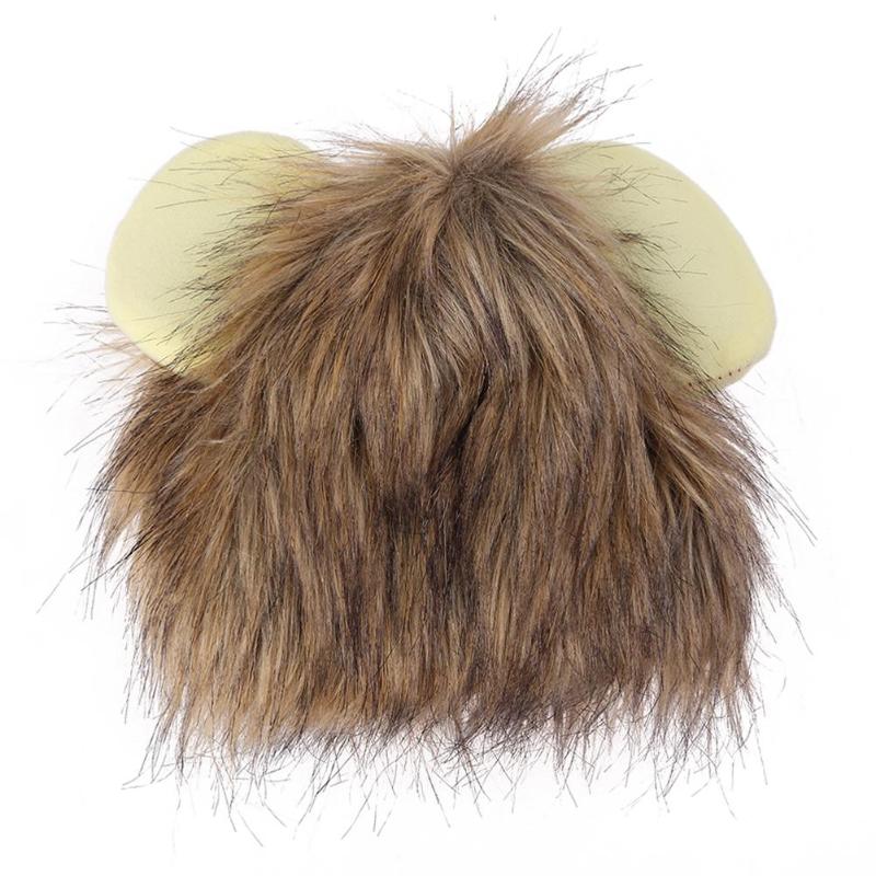 Gorro de pelo de León con orejas de Melena para emulación de perro de Gato, bufanda de disfraz para otoño e invierno, para mascotas