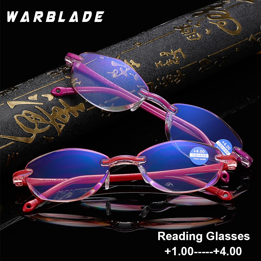 WarBLade Women&#39;s Half Metal Frame Lenses Reading Glasses Femal Eyewear +0.5 +0.75 +1.0 +1.5 +2.0 +2.5 +3.0 +3.5 +4.0