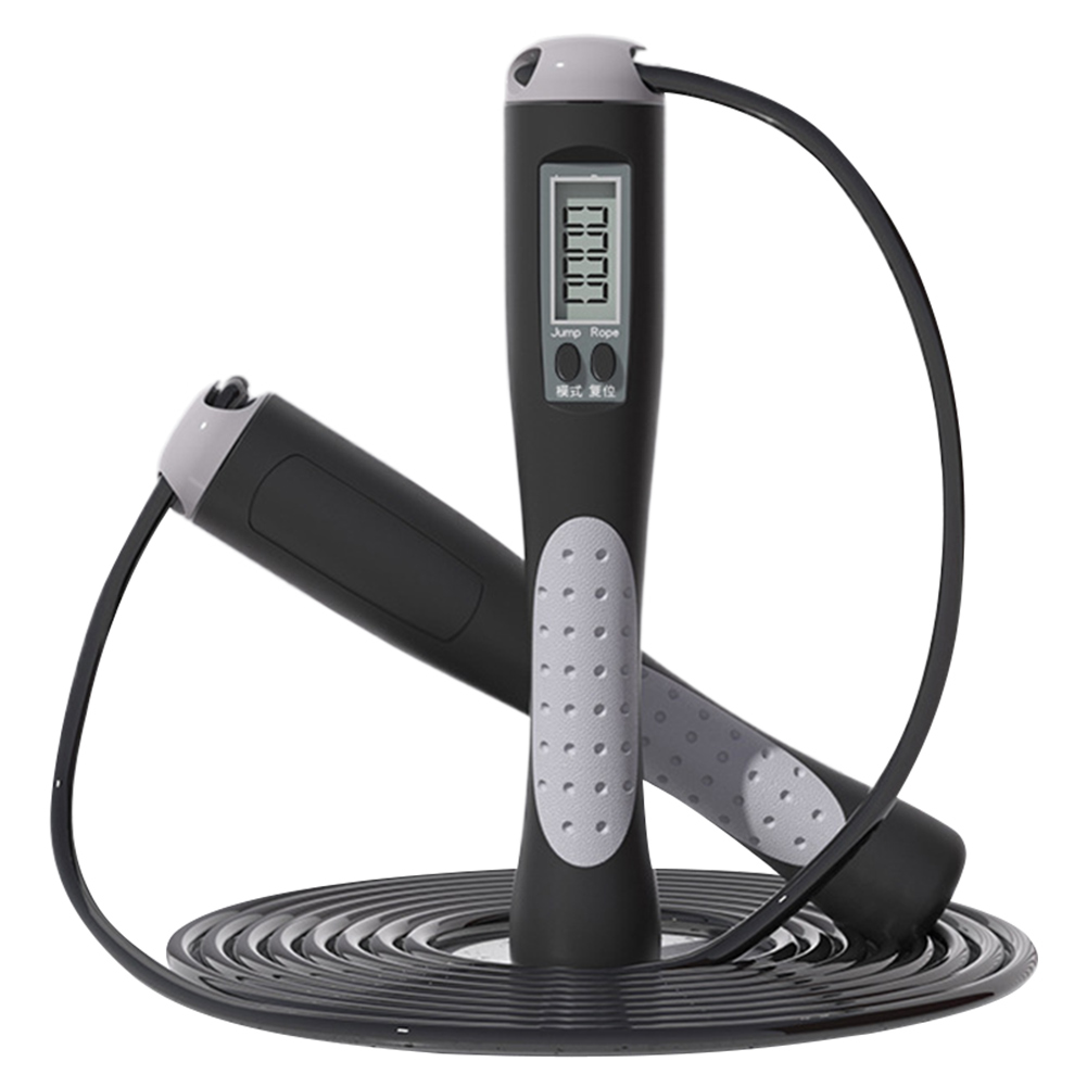 Cuerda para saltar para contar, cuerda para saltar con contador de entrenamiento, cuerda para saltar, cuerda para saltar larga para gimnasio, ejercicio físico: Negro