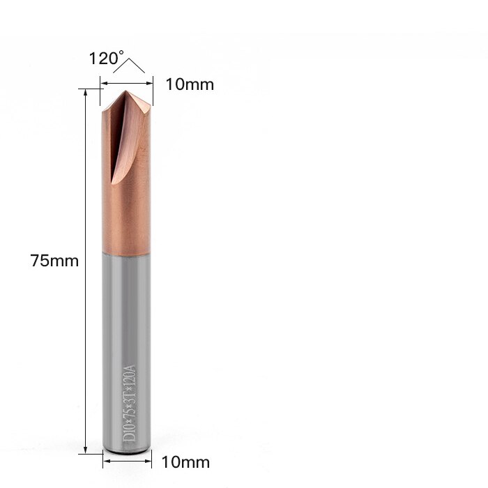 -1PCS,CNC solid carbide tungsten carbide steel Chamfer milling cutter,30&amp;45&amp;60 degree 3 flutes end mill: S-10mmxD10x75-120deg