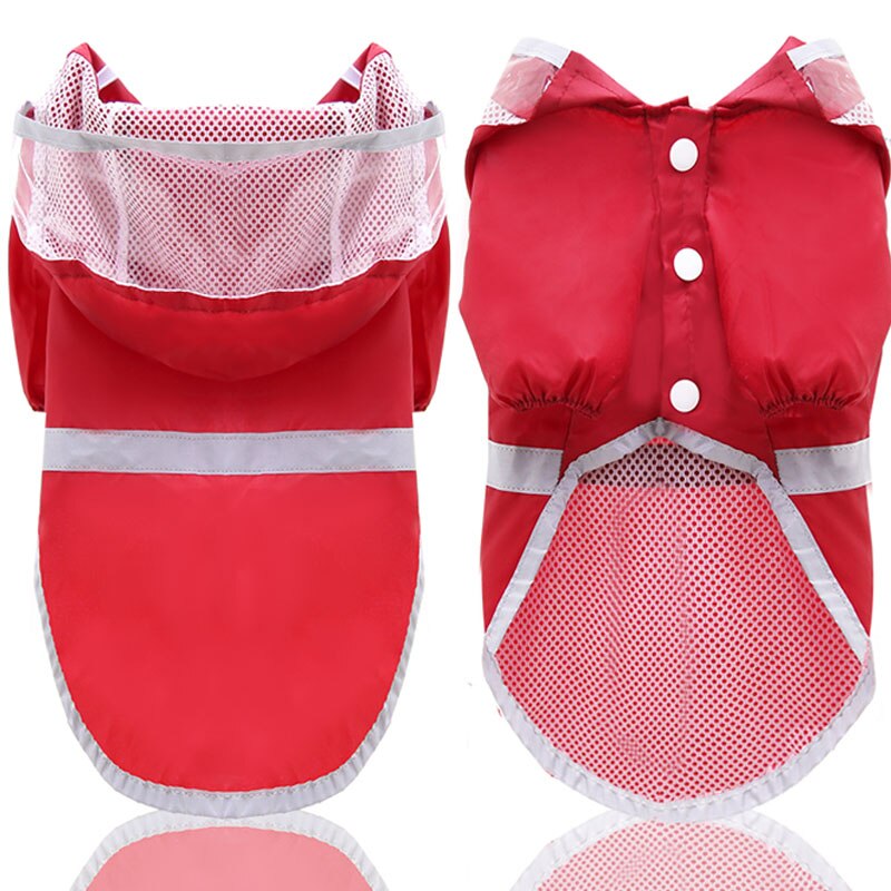 Borgogna Impermeabile Del canna Della Maglia Interno Riflettente di Sicurezza nel Buio Impermeabile con Cappuccio Impermeabile Cappotto di Pioggia Giacca per Grandi Cani husky L