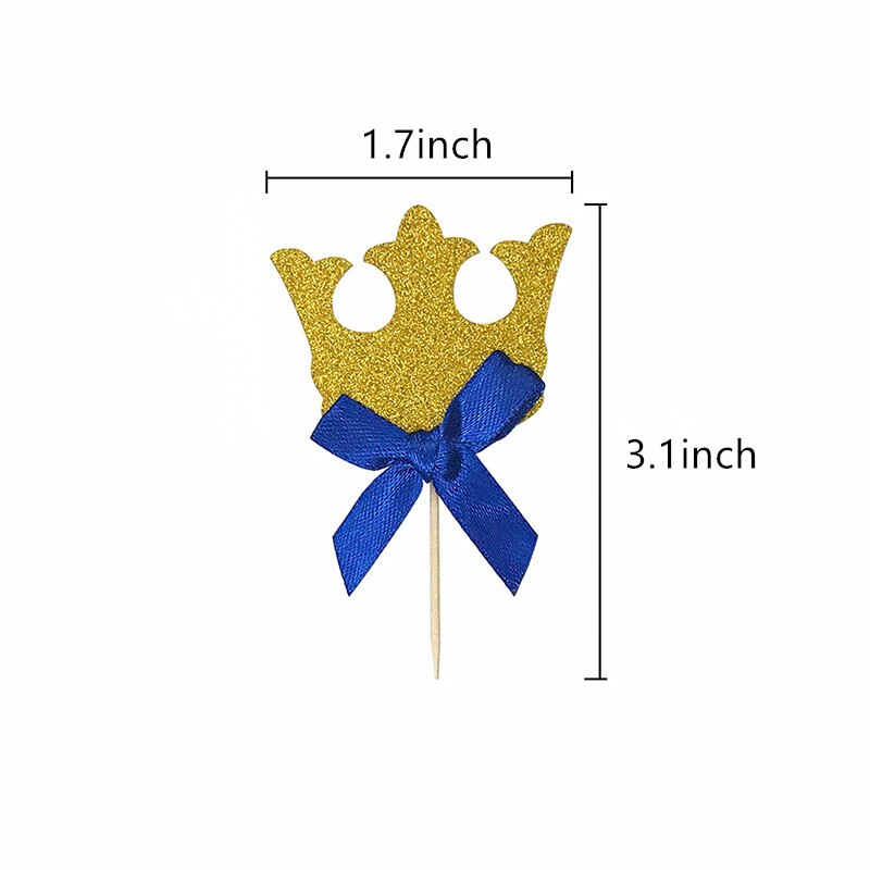 Suministros para fiestas de cumpleaños, decoración para cupcakes, Corona del príncipe, tema de dibujos animados, para bebés, niños y niñas, 10 unids/lote
