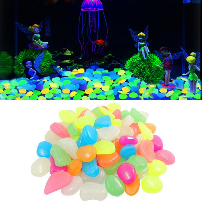 25/50Pcs Pebbles Glowing In The Dark Fluorescent Stone Aquarium Fish Tank Garden Lawn Sidewalk Luminous Stone Home Decoration