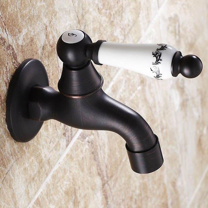 Decorative Solid Brass Cross Garden Outdoor Faucet washing machine tap with ceramic oil rubbed bronze: Yellow