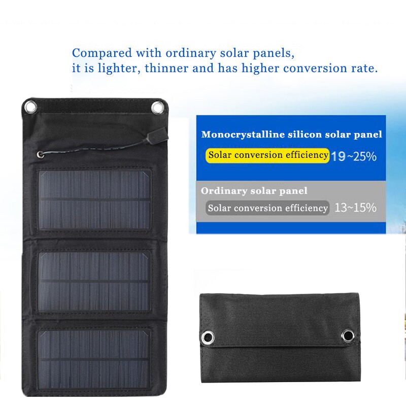 20w 5v foldbar solcelleoplader solenergibank til mobiltelefon camping udendørs