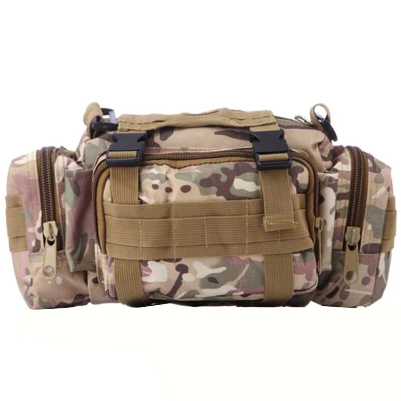 Fishing Outdoor Tackle Bait Bag Waterproof Waist Shoulder Carry Storage Camouflage Sports Simplicity Casual