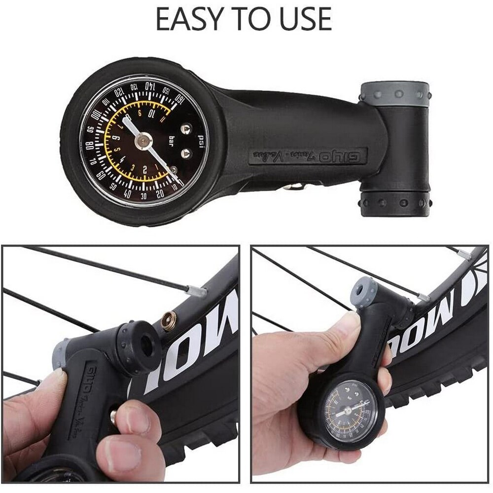 Manómetro para neumáticos de bicicleta, válvula Schrader Presta, indicador de presión de aire, barómetro, accesorios para bicicleta de carretera, 160 PSI