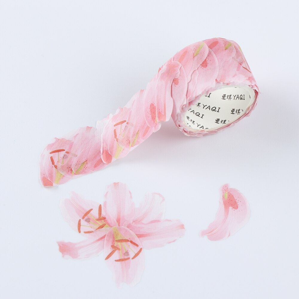 200Pcs/Roll Sakura Marking Tape Flower Petals Paper Tape Decorative Masking Tape Sticky Paper Scrapbooking Diary Paper Stickers: Style-C