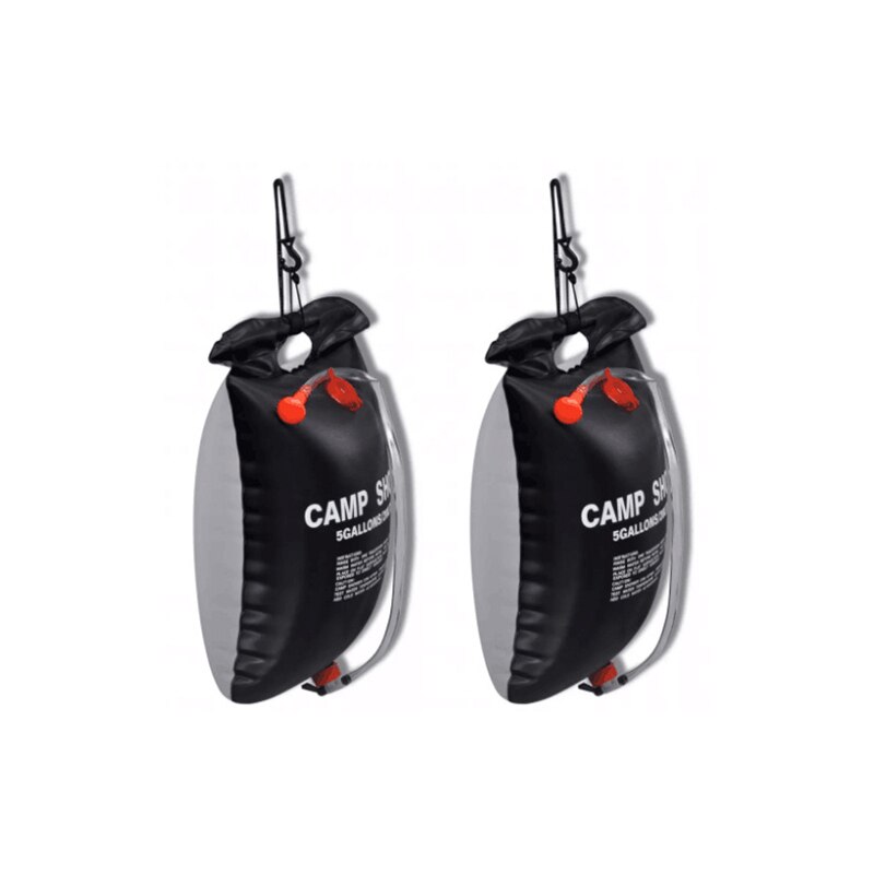 2 PCS Solar Shower Bag Durable Camping Water Bags Portable Sun Compact Heated Practical Large Capacity Outdoor Solar Bath Bag: 2pcs Black