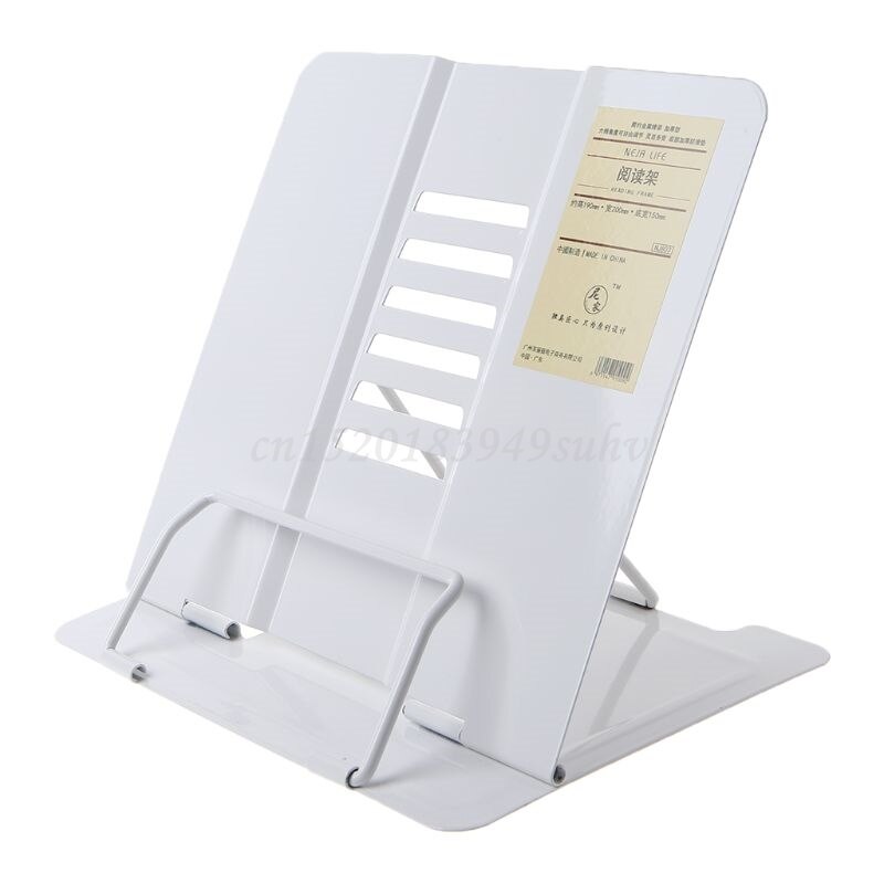 Portable Metal Adjustable Reading Book Holder Support Document Shelf Bookstand: White