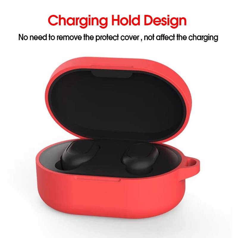 3 IN-1 Case Protection Cover Redmi AirDots Mi Air dots Silicone Case Carabiner Wireless Bluetooth Case for Xiaomi Redmi AirDots