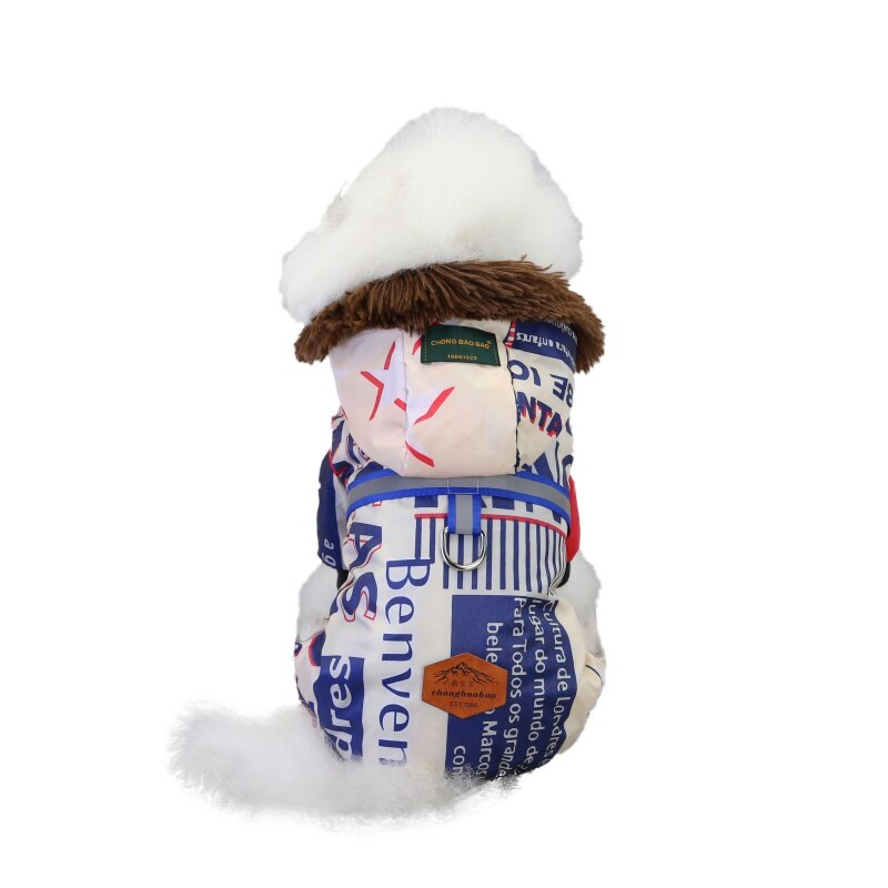 Winter Pet Warm Thickened Four-legged Down Jacket With Tow Rope Jacket Thicker Cotton Coat Dogs Pet Clothes