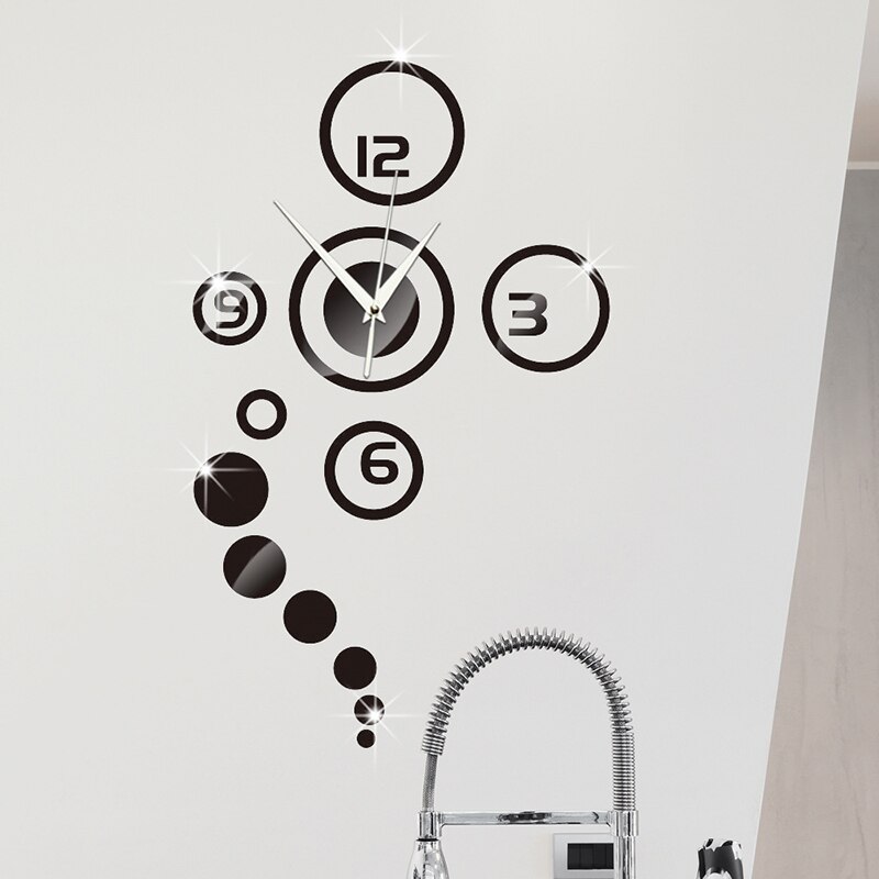 3D Mirror Wall Stickers DIY Quartz Needle Clock Watch Wall Clocks Acrylic Bedroom DIY Home Decoration