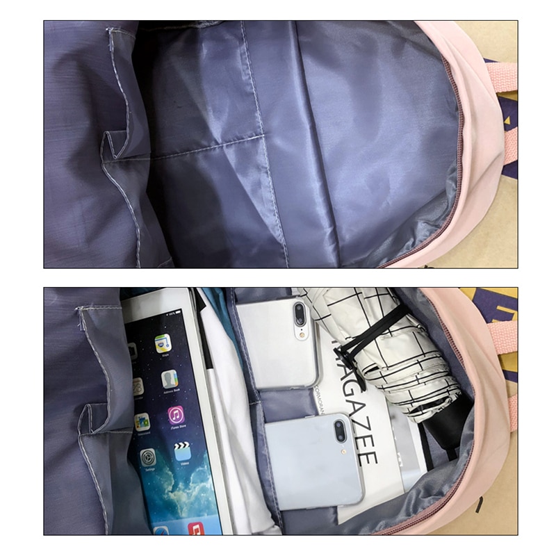 sac à dos en Nylon imperméable adolescent couleur Pure cartable femmes sacs à dos multi-poches loisirs voyage sac à dos