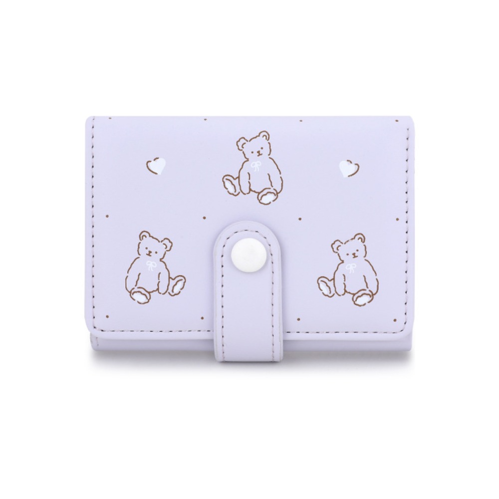 Kreative Bär Drei-fach Brieftasche Cartoon Koreanischen Stil Kurze Brieftasche PU Leder Karte Halter Frauen Geldbörse Student: Beige