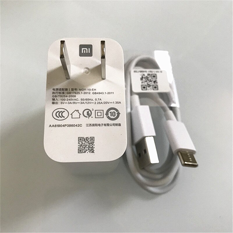 XIAOMI Mi 9 QC4.0 27W Usb Fast Charger Quick Turbo Charge Adapter Type C Cable for Mi CC9 Pro 9T Pro Max 3 Redmi K20 Note7 8 Pro: US and Type c Cable